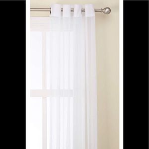 PAIR Grommet Top Sheer White Window Curtain Panels